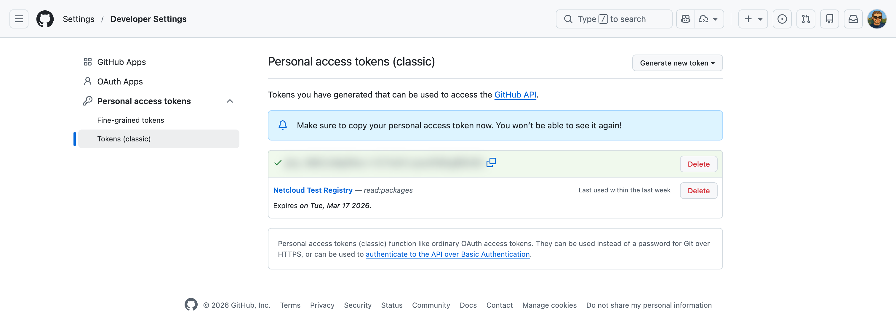 GitHub PAT for Container Access