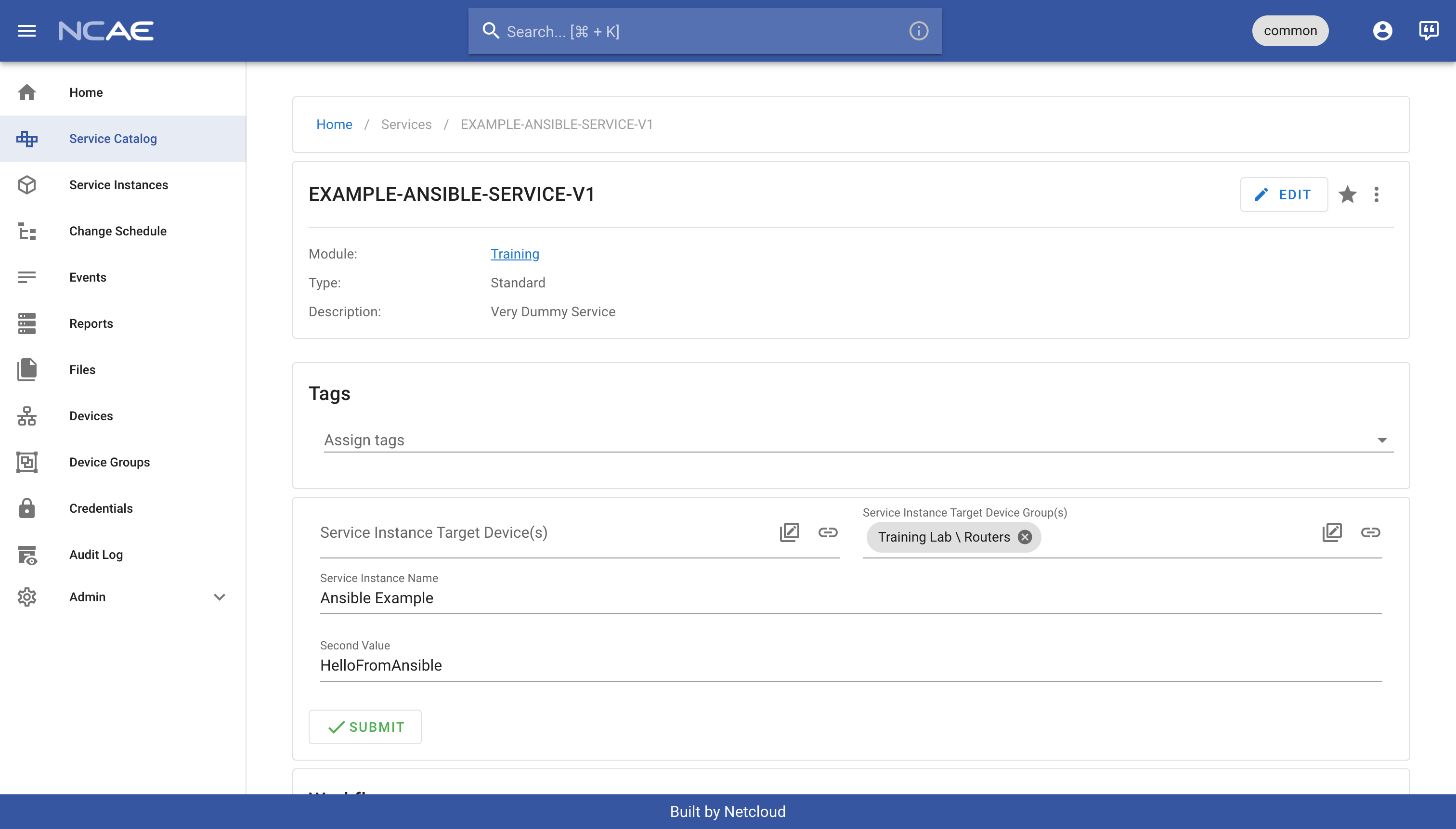 NCAE Ansible Service Form