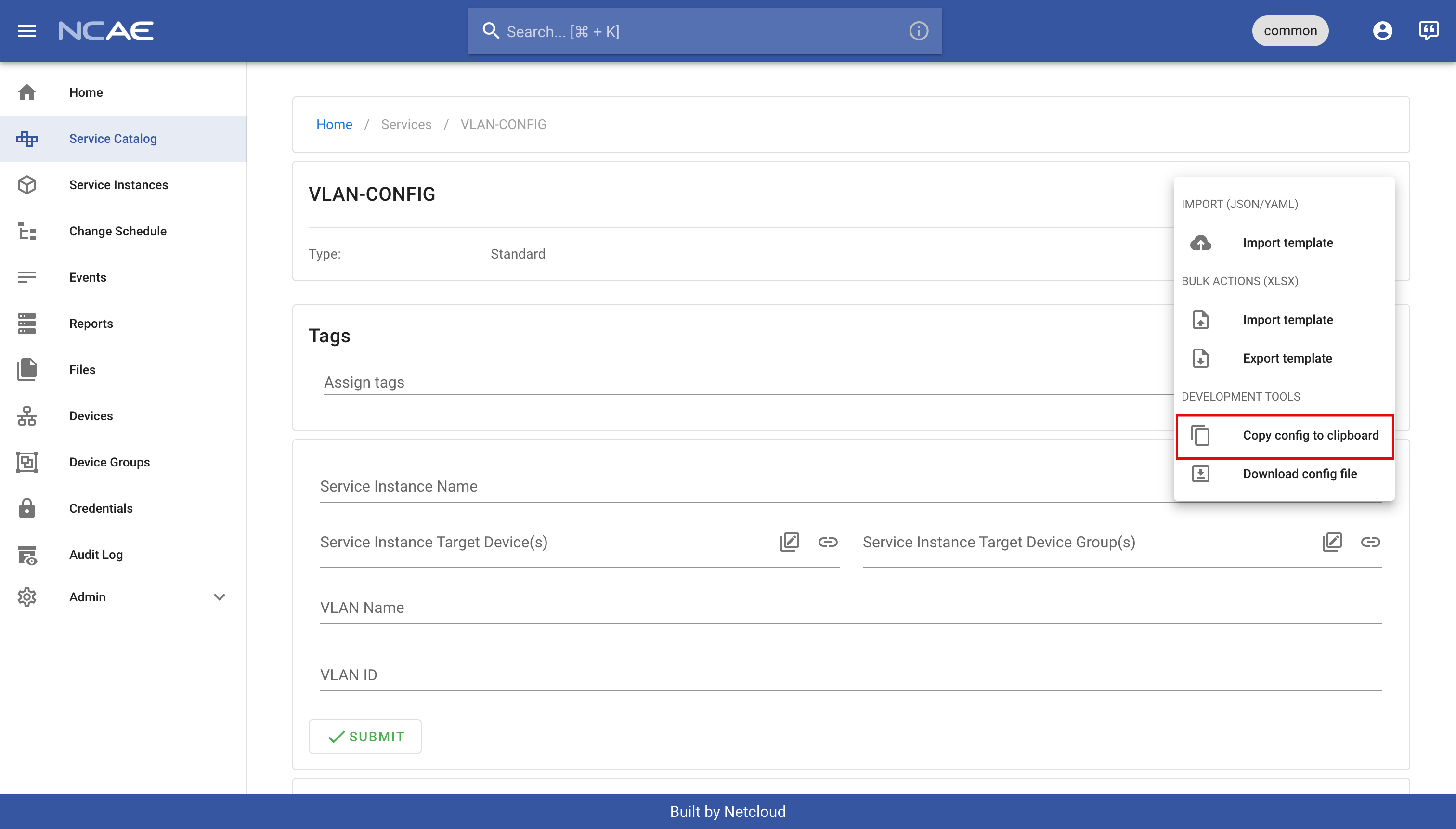 Service Copy Config