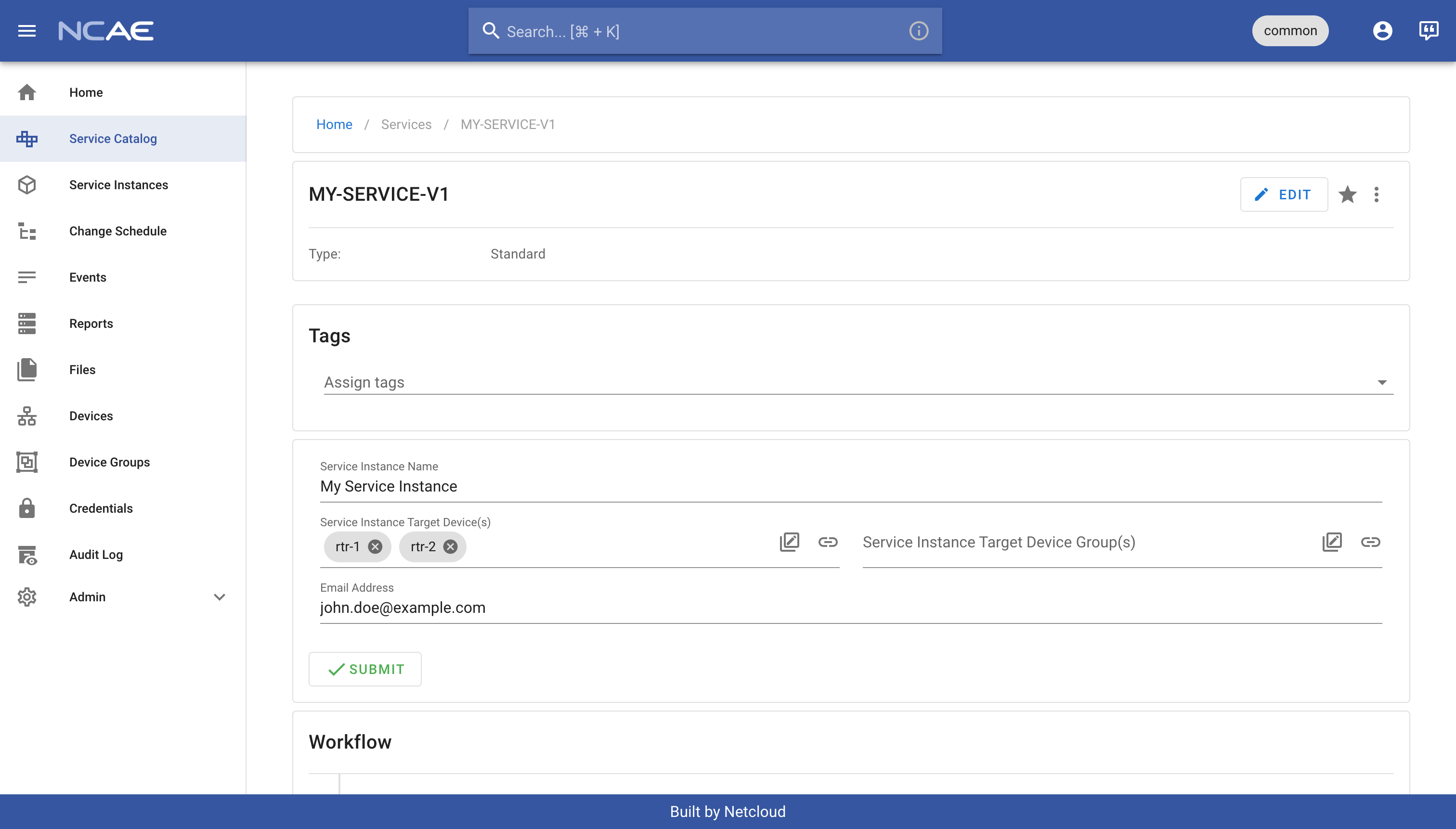 NCAE Service Instance Form
