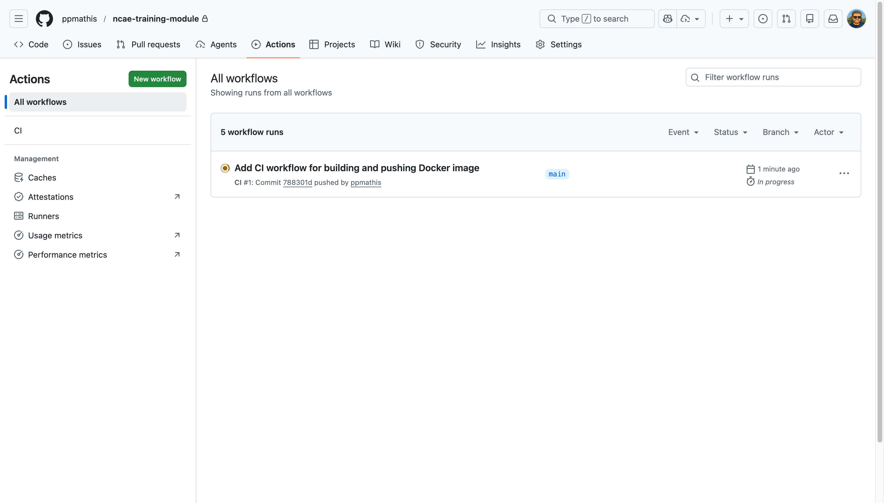 GitHub Actions Workflow Listing