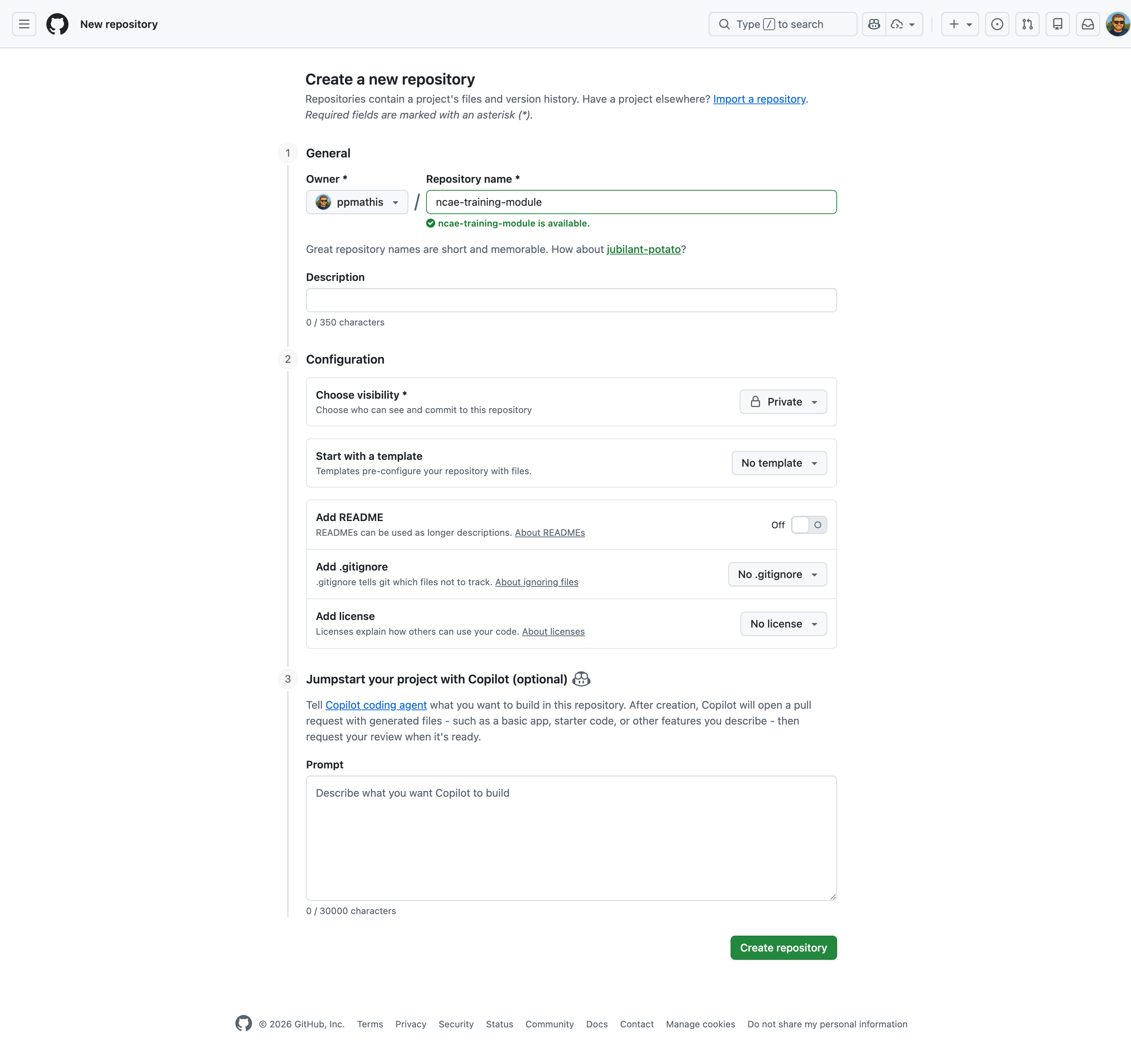 GitHub Repository Creation
