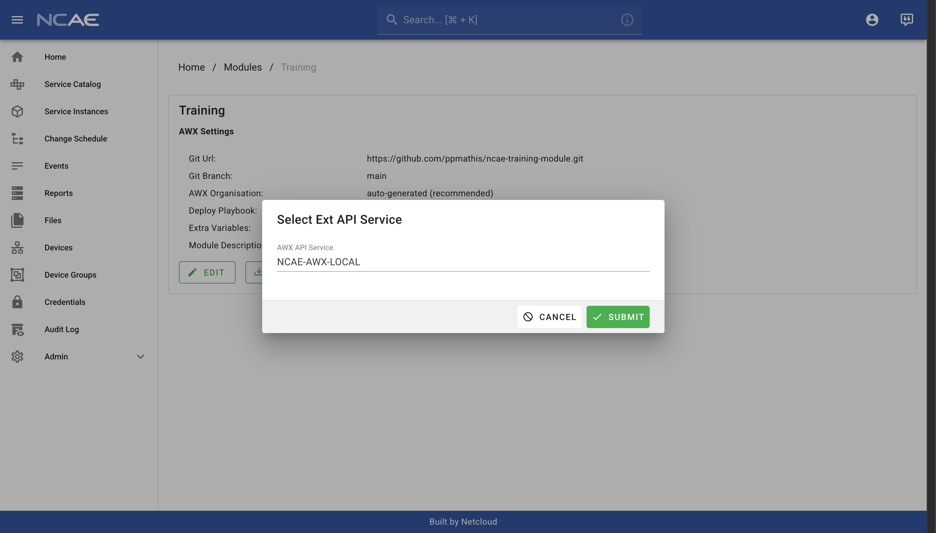 NCAE Module Install with Ext API Selection