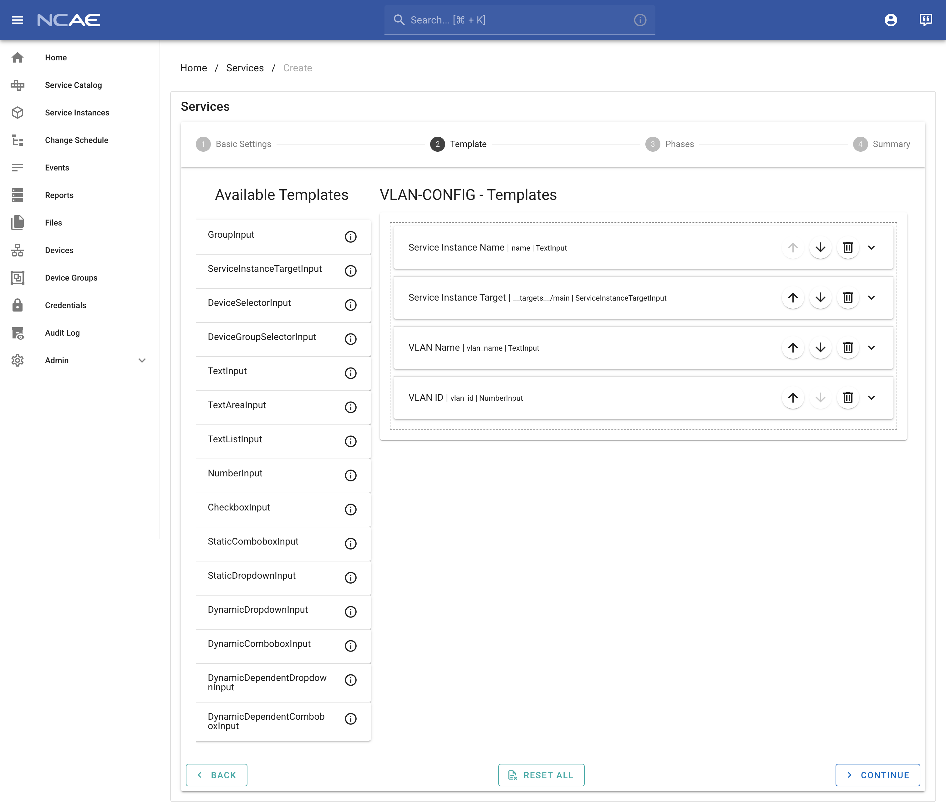 Service Editor - Template